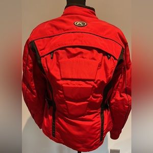 Red fully armored women’s Fieldsheer motorcycle jacket